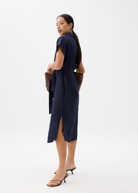 Suri Classic Linen Belted Shirt Dress