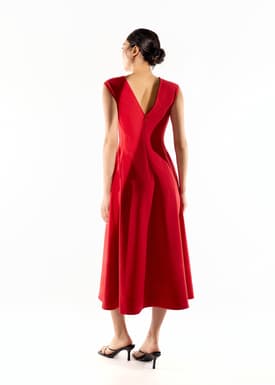 Sofi V-neck Fit & Flare Midaxi Dress