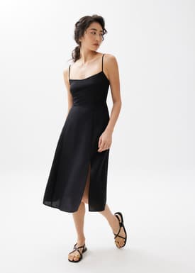 Emi Linen Fit & Flare Midi Dress