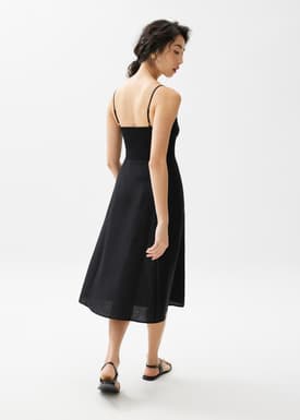 Emi Linen Fit & Flare Midi Dress