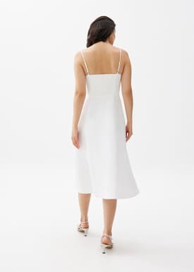 Emi Linen Fit & Flare Midi Dress
