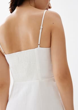 Emi Linen Fit & Flare Midi Dress