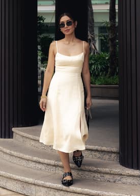 Emi Linen Fit & Flare Midi Dress