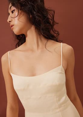 Emi Linen Fit & Flare Midi Dress