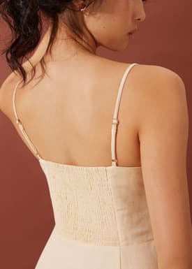 Emi Linen Fit & Flare Midi Dress