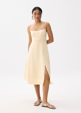 Emi Linen Fit & Flare Midi Dress