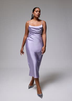 BraFree by LB Esme Satin Column Drape Midi Dress
