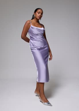 BraFree by LB Esme Satin Column Drape Midi Dress