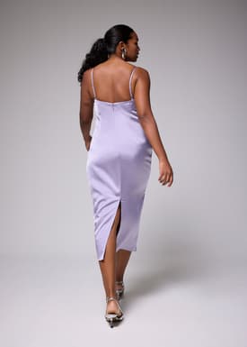 BraFree by LB Esme Satin Column Drape Midi Dress