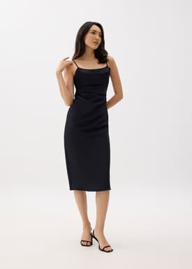 BraFree by LB Esme Satin Column Drape Midi Dress