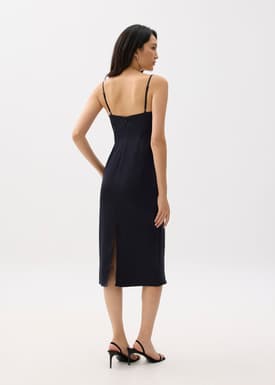 BraFree by LB Esme Satin Column Drape Midi Dress