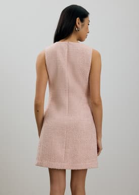 Fran Notched Ribbon Tweed Shift Mini Dress