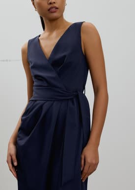 Eun V-neck Wrap Column Midi Dress