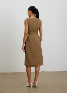 Eun V-neck Wrap Column Midi Dress