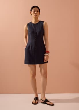 Rani Textured Button Down Shift Mini Dress