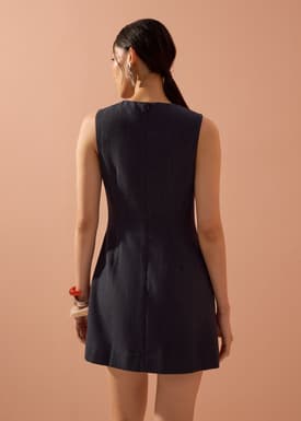 Rani Textured Button Down Shift Mini Dress