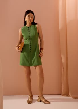 Rani Textured Button Down Shift Mini Dress