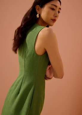 Rani Textured Button Down Shift Mini Dress