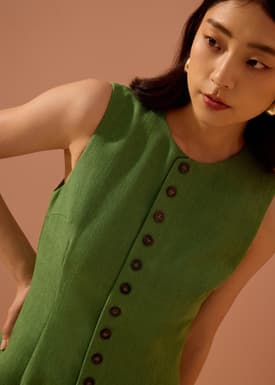 Rani Textured Button Down Shift Mini Dress