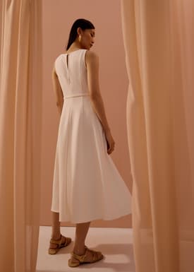 Ling Belted Boat Neck Fit & Flare Midaxi Dress