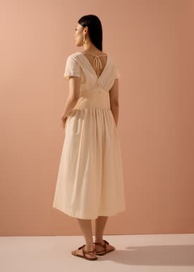 Trinh Pintuck Plunge Fit & Flare Midaxi Dress