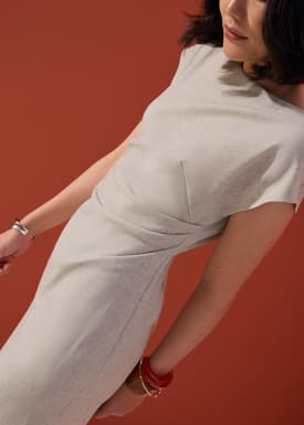 Hansa Boat Neck Column Drape Midaxi Dress