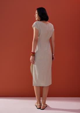 Hansa Boat Neck Column Drape Midaxi Dress