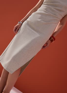 Hansa Boat Neck Column Drape Midaxi Dress