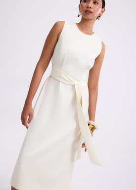 Poppy Round Neck Column Midi Dress