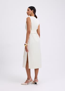 Poppy Round Neck Column Midi Dress