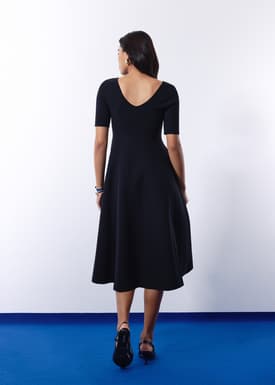 Mutya Contour Knit Boat Neck Fit & Flare Midi Dress