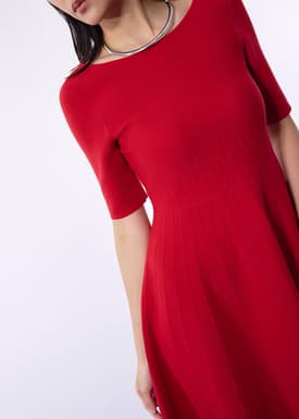 Mutya Contour Knit Boat Neck Fit & Flare Midi Dress