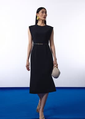 Eika Panelled Cap Sleeve Column Midi Dress