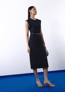 Eika Panelled Cap Sleeve Column Midi Dress