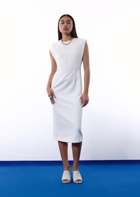 Eika Panelled Cap Sleeve Column Midi Dress
