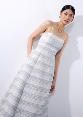 Emma Padded Multi-way Jacquard Tweed Fit & Flare Midaxi Dress