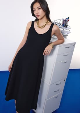 Janey Knit Sweetheart Fit & Flare Midi Dress