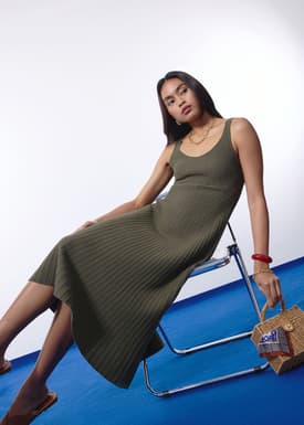 Janey Knit Sweetheart Fit & Flare Midi Dress