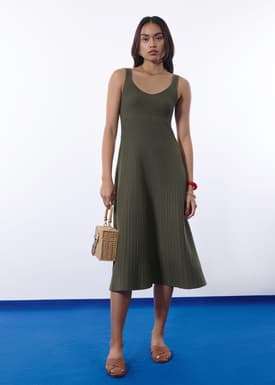 Janey Knit Sweetheart Fit & Flare Midi Dress