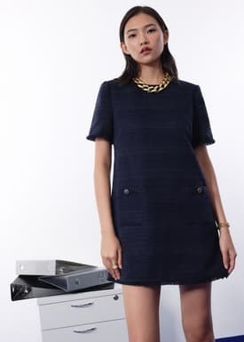 Imani Classic Jacquard Tweed Shift Mini Dress