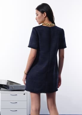 Imani Classic Jacquard Tweed Shift Mini Dress