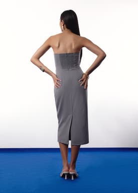 BraFree by LB Sarita Pinstripe Tube Column Midi Dress