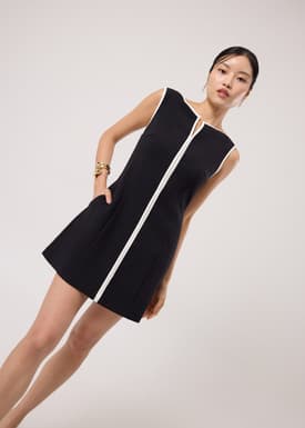 Kimi Contrast Piping Notch A-line Mini Dress