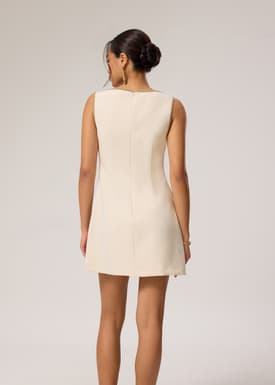 Kimi Contrast Piping Notch A-line Mini Dress