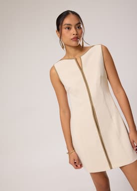 Kimi Contrast Piping Notch A-line Mini Dress