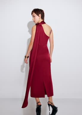 Eyka Multi-way Satin Asymmetric Column Midaxi Dress