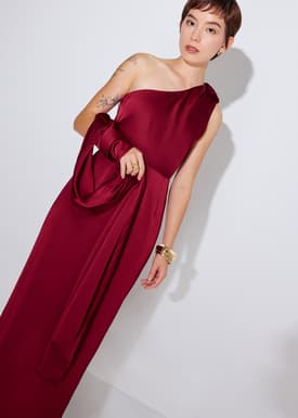 Eyka Multi-way Satin Asymmetric Column Midaxi Dress