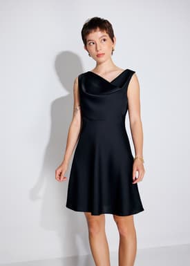 Erin Satin Cowl Neck A-line Mini Dress