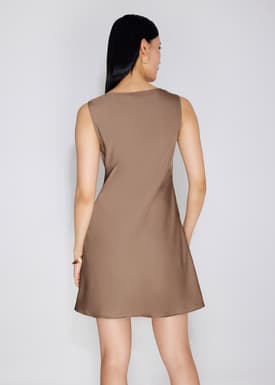 Erin Satin Cowl Neck A-line Mini Dress