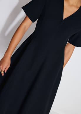 Sofi V-neck Short Sleeve Fit & Flare Midaxi Dress